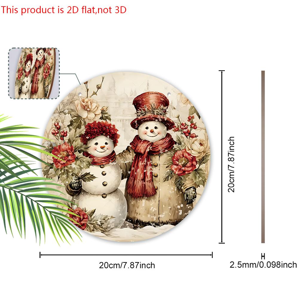 Vintage Wooden Christmas Sign with Snowman Pattern - Navidad Round Sign for Front Door, Wall, Room Hanging Decor - Ideal Memorial Gifts for Family
