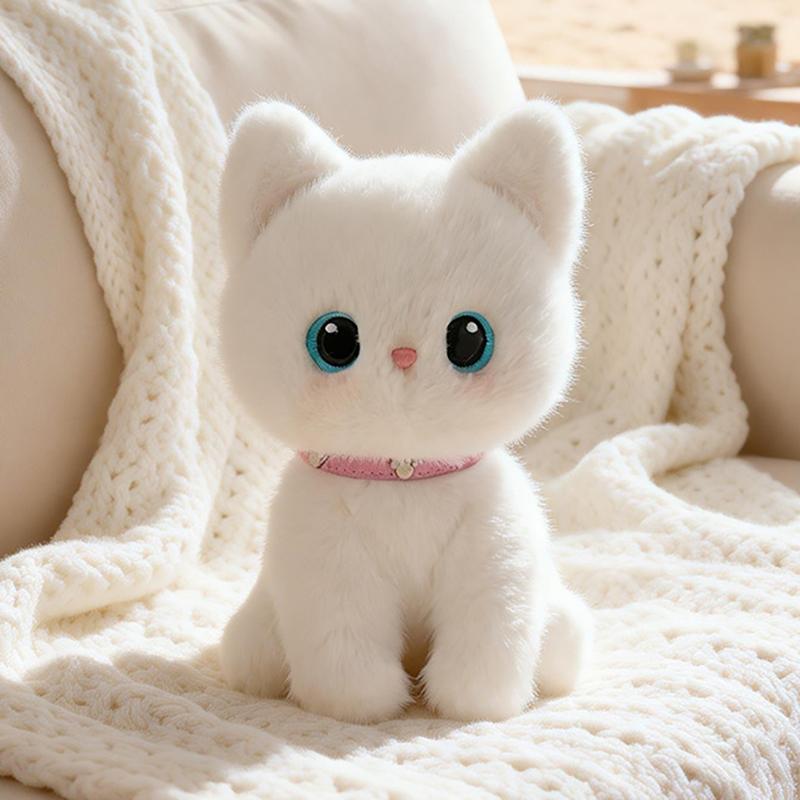Poupée Chat Accroupi en Peluche 2025cm Petit Chat en Peluche Chat Siamois 3 Couleurs Noir Blanc Cadeau Apaisant 20cm