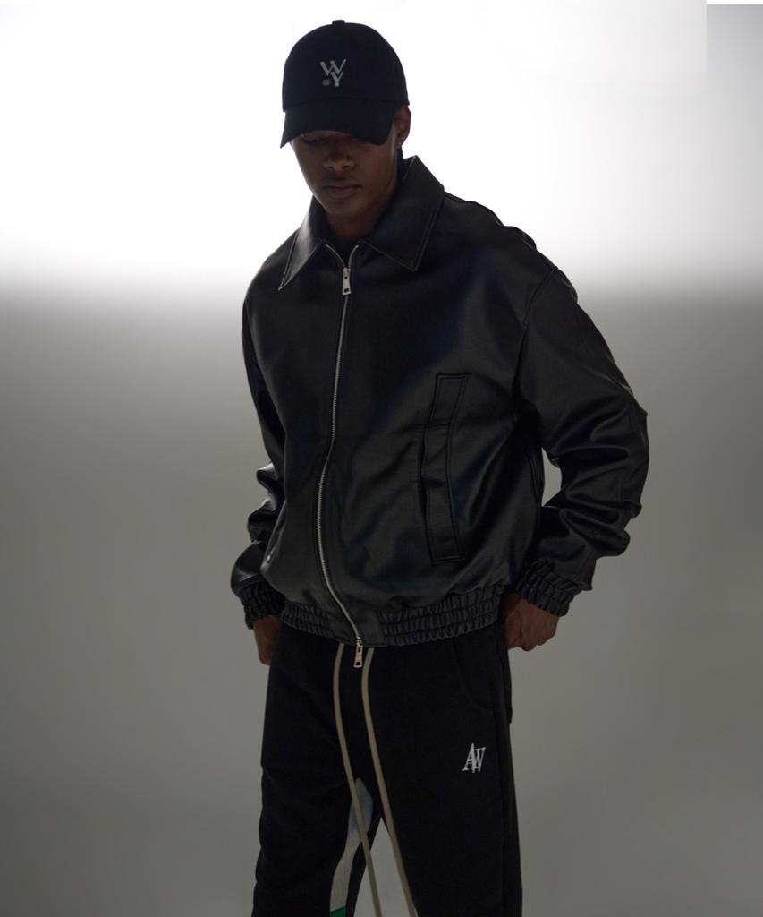 ATTENTIONROW Initial Logo Embroidered Ball Cap (Black)