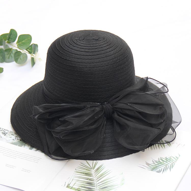 Women Organza Bucket Hats Elegant Bow Church Hats Lightweight Derby Tea Party Hats