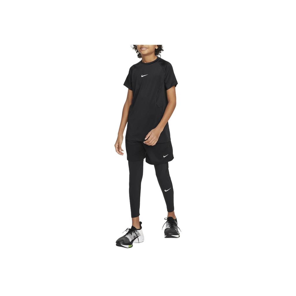 Nike Kids Printed Stretchy Mid-Rise Slim Fit Leggings Kids Leggings Black FJ6821-010