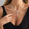 Salircon Trendy Creative Imitation Pearl Long Tassel Pendant Necklace Women Simple Adjustable Neck Accessories Fashion Jewelry