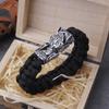 Never Fade Rock Viking Wolf Bracelet Men's Handmade Cord Can Open Wolf Mouth Punk Bracelets Biker Jewelry