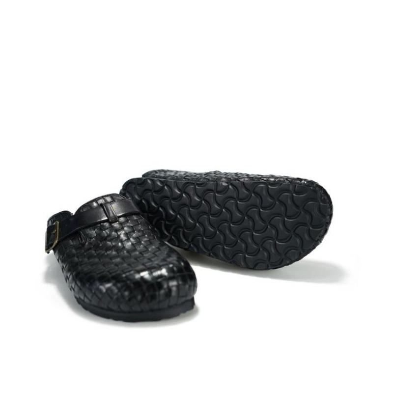 Fashion Baotou Flat Slippers Summer New Round Head Deep Mouth Braided Metal Anti-slip Wear-resistant Low Heel Sandals