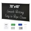 Black Board, 70 x 40 inch Large Chalkboard with Aluminum Frame, Black Boards Dry Erase Includes 1 Magnetic Erase & 3 Dry Erase Markers, Black Surface,