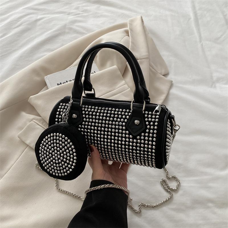 Trend bag women's 2025 new model with diamonds, popular simple and versatile fashion hand pillow, one shoulder messenger bag