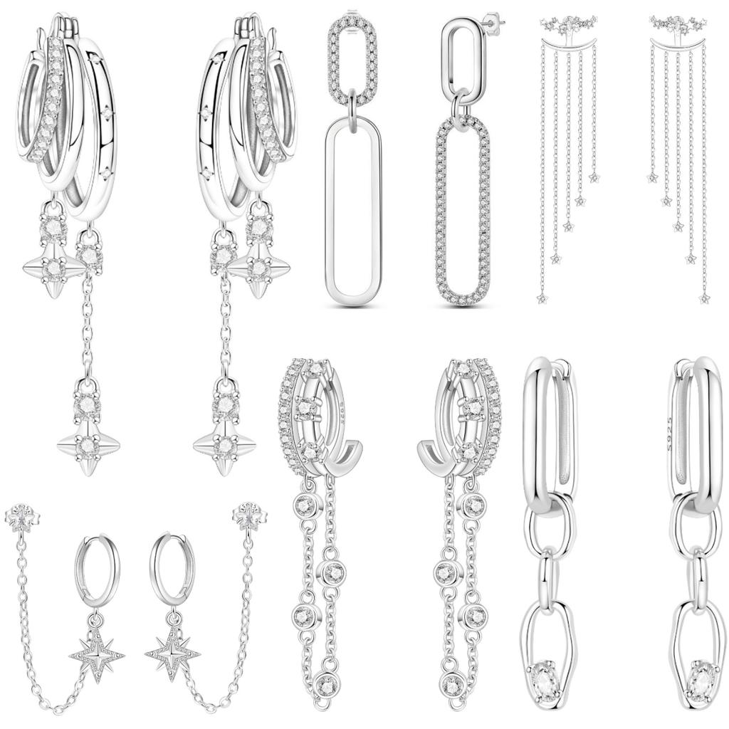 PANPOKI 925 Silver Starry Tassel Drop Earrings Women Trendy Multi Layer Party Jewelry Gifts for Her Elegant Charm