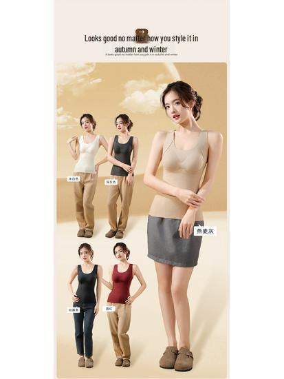 Keep Warm 033: Women's Mulberry Silk Self-Heating Cashmere Vest – Slimming Base Layer for Autumn/Winter
