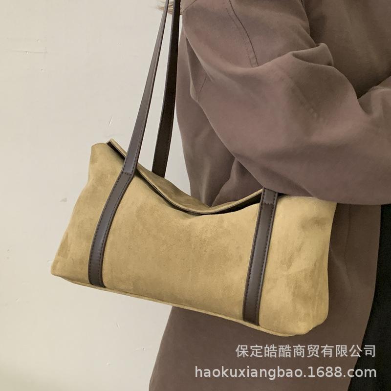 Autumn and winter retro niche suede bag women's 2025 new commuter versatile shoulder underarm bag tote bag