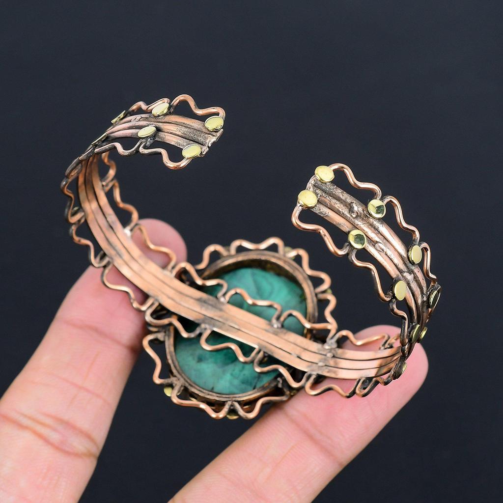 Malachite Bracelet, 999 Copper Wire Wrapped Gemstone Jewelry, Handmade Bracelet For Mother Day