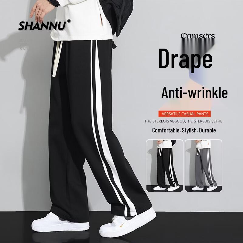 SHANNU Men s Loose Straight-Leg Casual Pants L