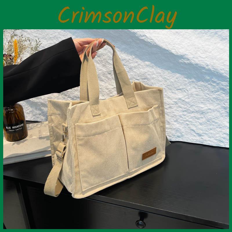 Contemporary Corduroy Soft Handbag Featuring Single Shoulder Strap For Wear Comfortable