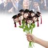 Soft Yarn Crochet Boy/Girl/Dog Flower Bouquet with Graduation Hat Academic Achievement Gift for Students and Teachers
