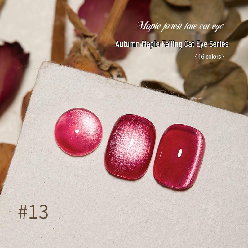 Baoshiman Maple Forest Cat Eye Nail Polish Gel - 2025 Sparkle Glass Beads Silk Nail Art