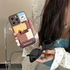 Cute 3D Dachshund Dog Color Block Phone Case, Leather Texture Protective Cover for iPhone