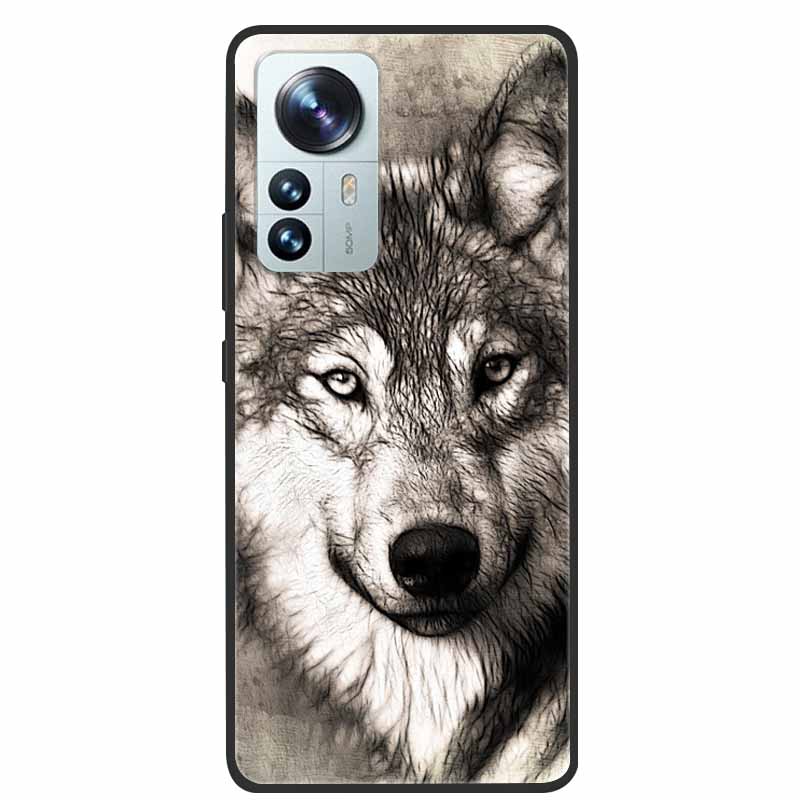 For Xiaomi 12T Pro Phone Case Cover Lion Wolf Black Soft Silicone Case For Xiaomi 12T Pro Back Cover Case 12 T 12TPro Funda Capa