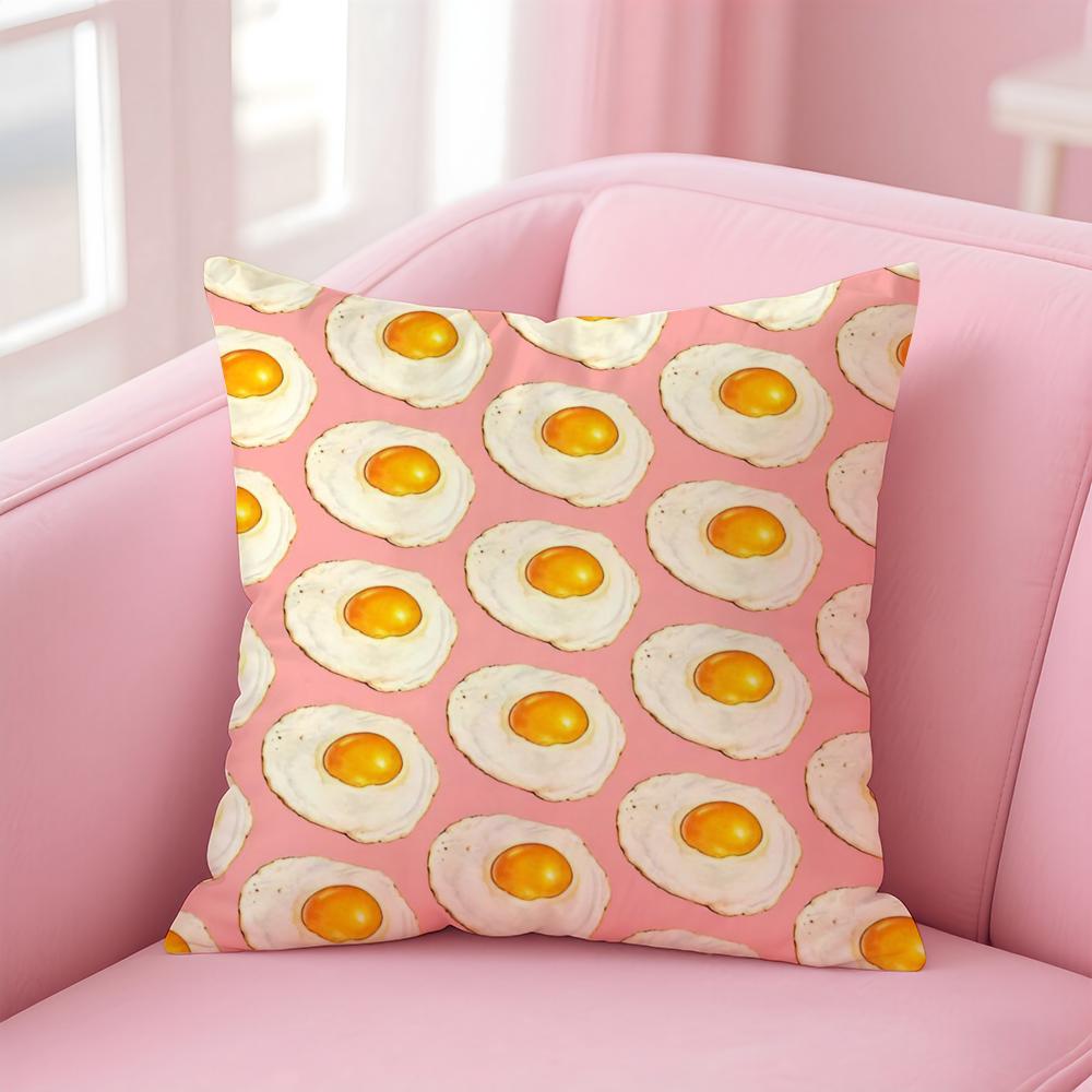 Yummy Cute Food Art Fried Egg Pizza Waffle Cushion Cover Pillow Case Soft Skin Friendly Fabric Concealed Zipper