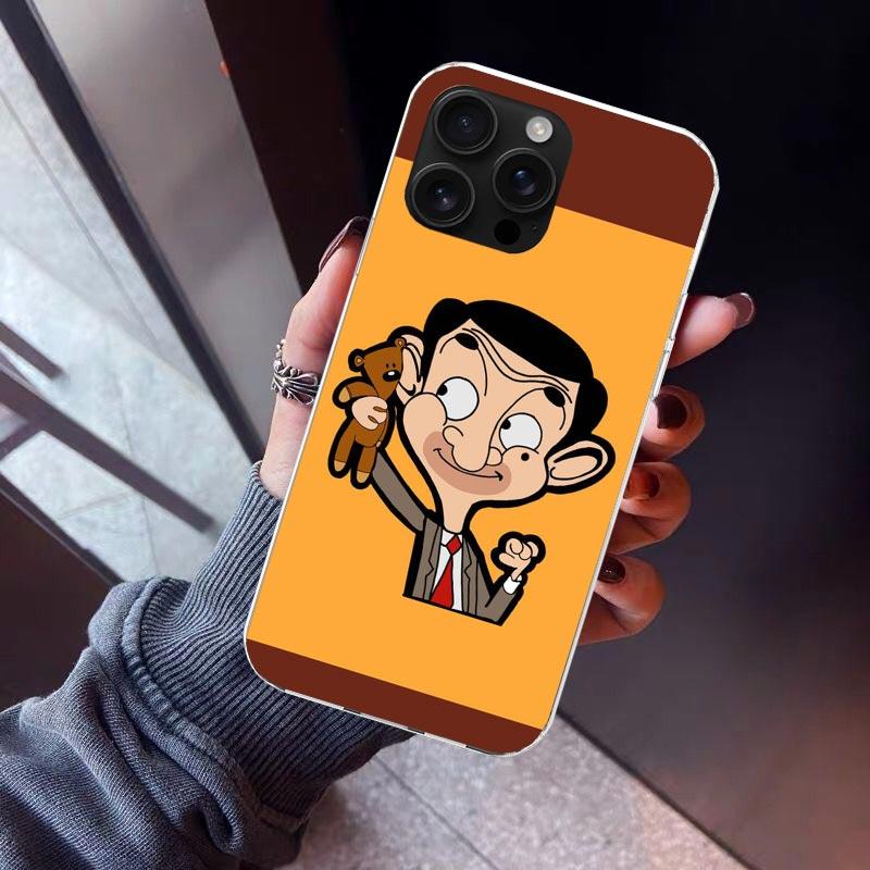 Kreslený kryt na telefon Mr. Bean pro iPhone 17 Air 16 15 Pro Max 14 Plus 13 Mini 12 11 Kryt 7 8 SE Silikonový obal Potisk Fundas 17 Air