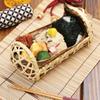 Morikuru Triangular Rice Ball Lunch Box with Bamboo Basket, Reed Tie, and 5 Bamboo Skins (SG Wonder zone TK08-06) Width: 19.5cm