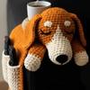 Borsa Portaoggetti a Forma di Divano per Cani all'Uncinetto, Decorazione Portaoggetti da Bracciolo per Divano Intrecciato per Animali Domestici, Con 2 Tasche e Un Portabicchieri