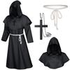 Halloween Wizard Costume Cosplay Medieval Hooded Robe Monk Friar Robes Priest Costume Ancient Costume Clothing Christian Suit