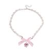 Love Bow Pearl Necklace, Girls Light Luxury Pink Sweetheart Niche Neck Chain