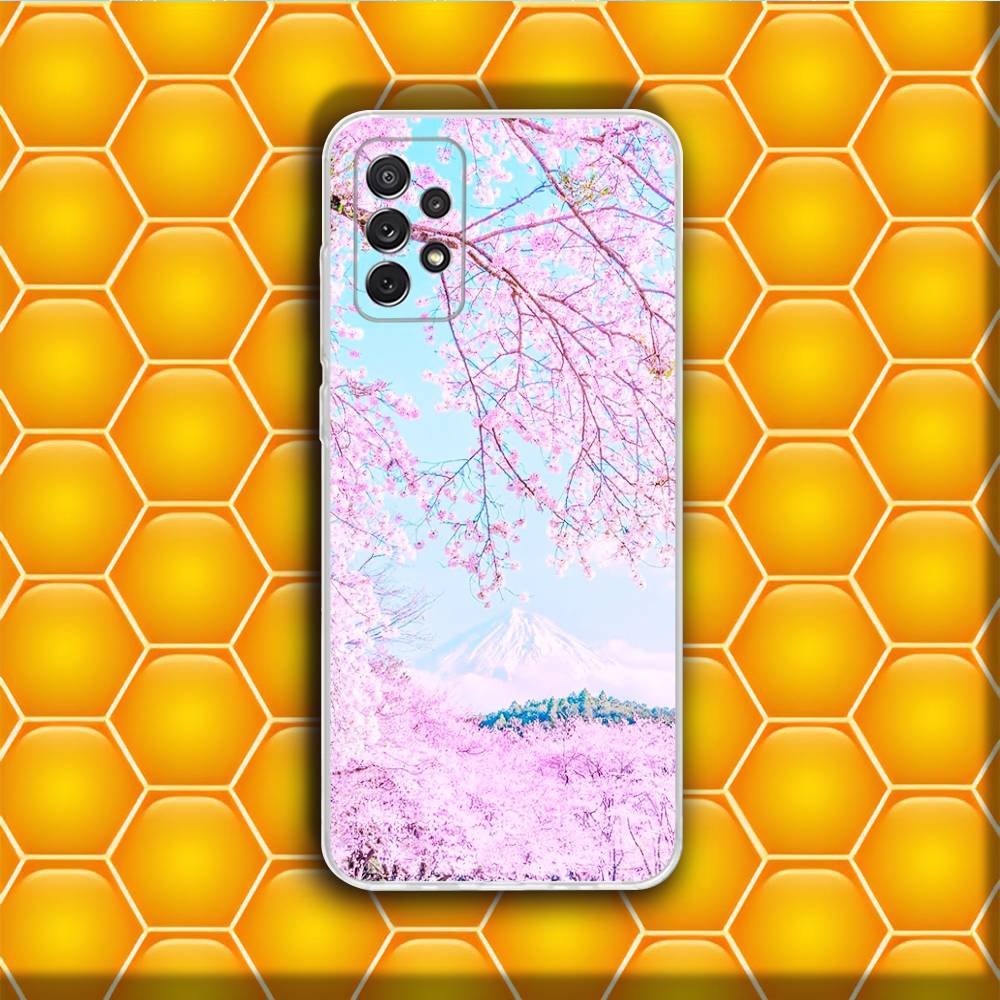 Pink Cherry Blossom Sakura  Phone Case Silicone For Samsung S30,23,21,22,20 FE lite,S10,9,PIus Note20ultra Soft Transparent