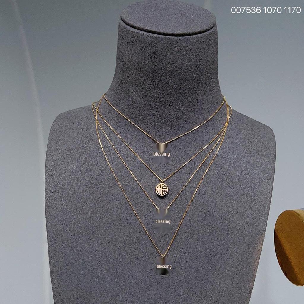 Elegant S925 Sterling Silver Chinese Fu Pendant Clavicle Necklace for Women - Double-Sided Light Luxury Accessory