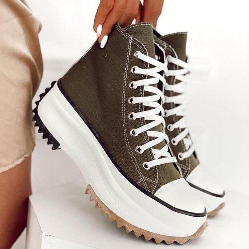 Women Platform Canvas Sneakers Lace -Up High Top Female Casual Shoes Fashion Zebra Pattern Lace Up Lady Sports Boots Spring