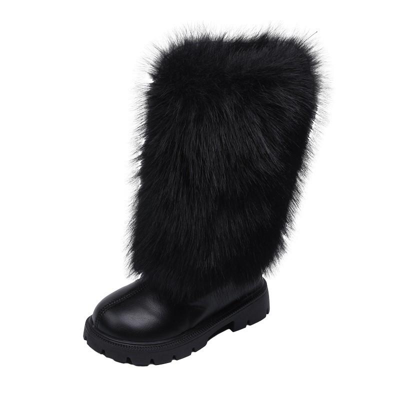 Girls Winter Warm Faux Fur Lined Martin Boots Long Shaft Snow Kids Ages 4-16