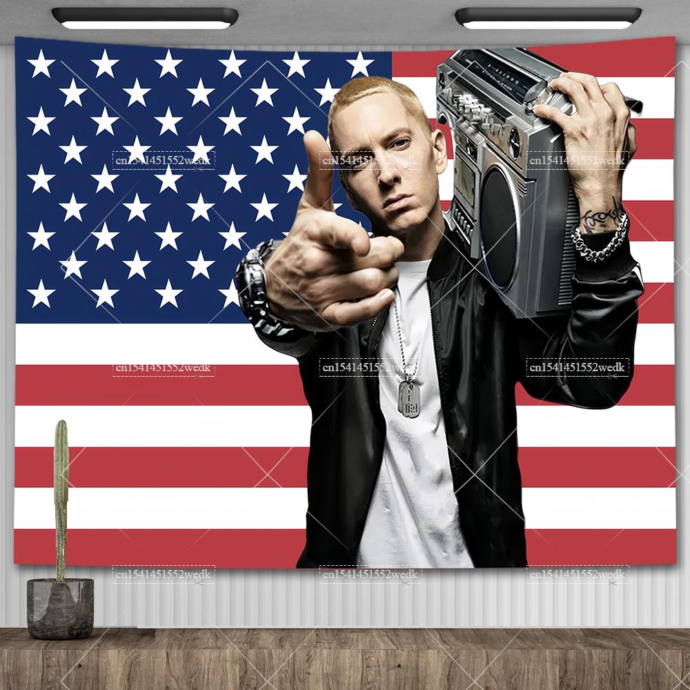 Amerikanischer Rap-Gott Hip-Hop-Musikflagge Eminem Wandteppiche Wandbehang Meme-Wandteppich Kunst Ästhetische Raumdekoration Schlafzimmer-Wandbehänge
