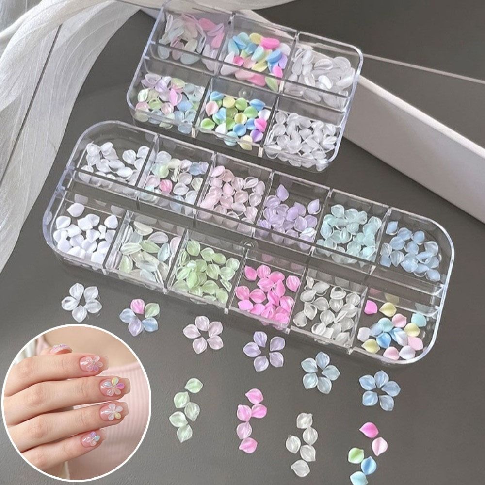 3D Flower Petals Nail Art Glitter Set Transparent Nail Charms Decorations Manicure Accessories
