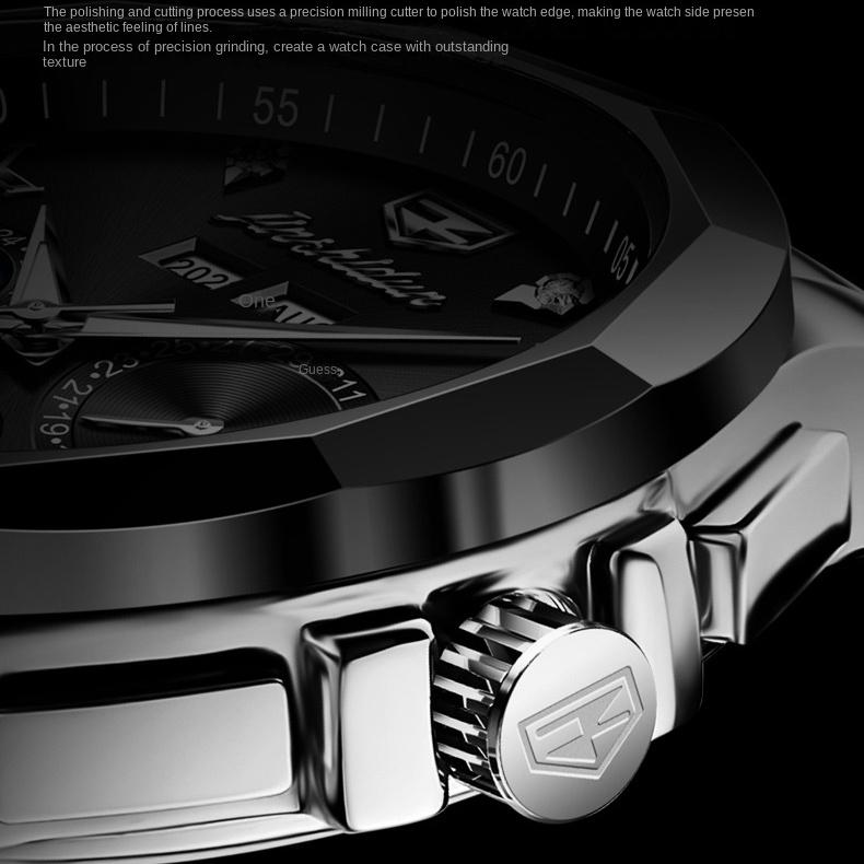 JINSHIDUN Multi-functional Men's Watch Men's Trend Double Calendar Ceramic Waterproof Automatic Mechanical Watch
