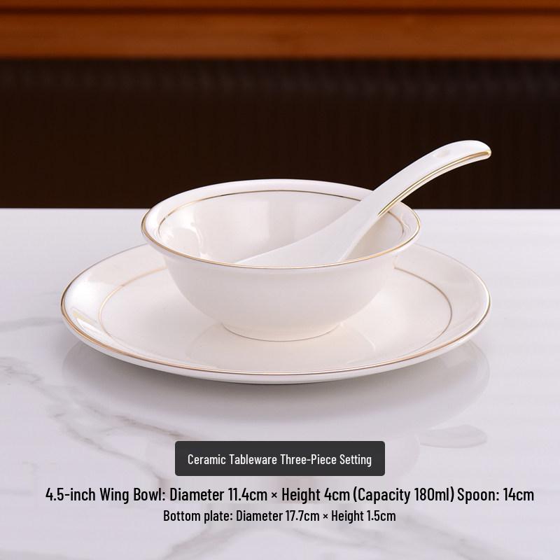 European Gold Rim 6-inch Ceramic Bowl – Rice, Noodle, Soup Tureen