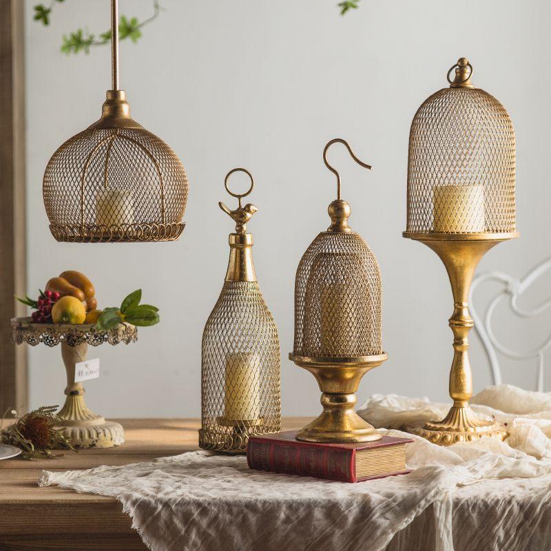 BEPAN Retro European Candlestick Iron Art Golden Homestay Light Luxury Candlestick Terrace Restaurant Romantic Decoration Ornament