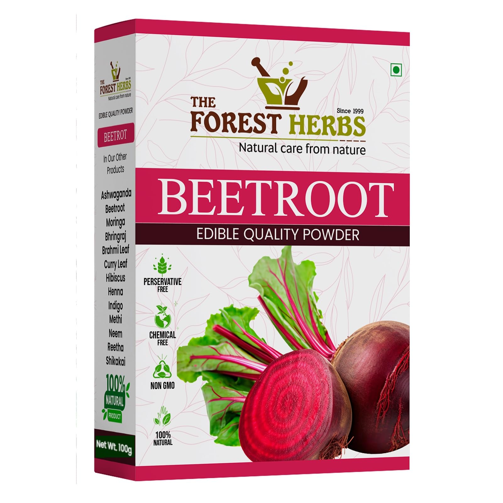 

The Forest Herbs Natural Care From Nature Beetroot Powder 100gm for Face | Hair | Lips | Drinking | Glowing & Shiny Skin Face Pack