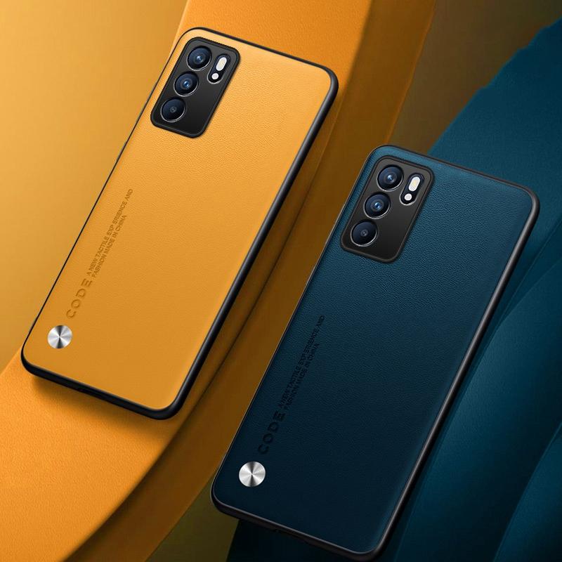 Luxury PU Leather Case For OPPO Reno 6 5G Back Cover Matte Silicone Shockproof Full Protection Phone Case For OPPO Reno6 5G