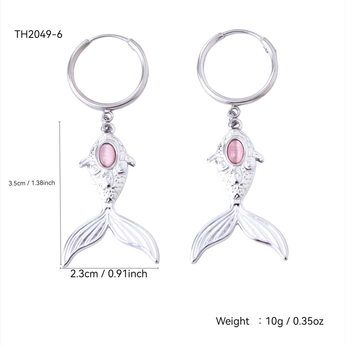 

Пляжная Мода Элегантный Богемный Стиль Нержавеющая Сталь Позолота 18К Подвеска Рыба Ожерелье Серьги Набор с Цирконом Для Женщин