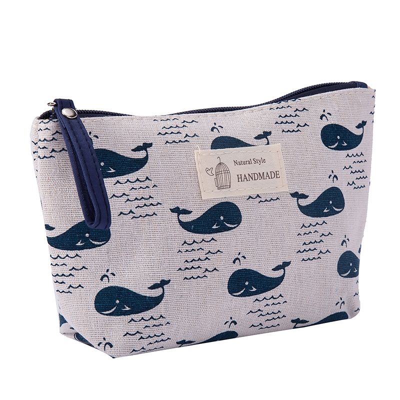 Cartoon Fabric Zipper Makeup Bag, Multifunctional Canvas Printed Wash Bag, Fashionable Lipstick Makeup Product Storage Bag