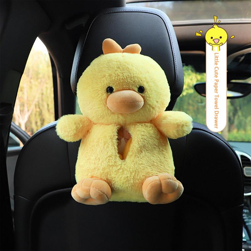 Car Headrest Napkin Holder Plush Animal Car Tissue Box Stuffed Automotive Interior Decor Tissue Organizer Napkin Dispenser For