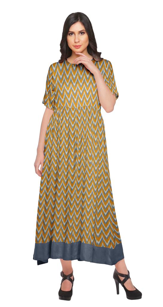 Moomaya Impresos Kurti Codo Manga T Nica Vestidos De Verano De La Mujer