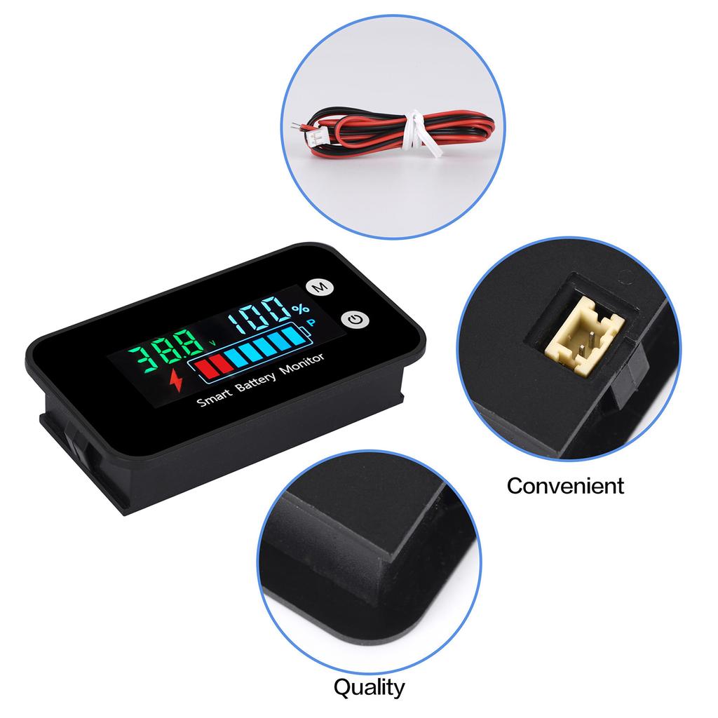Portable Battery Monitor 12v 24v 36v 48v 60v 72v Car Golf Cart Battery Tester Digital Battery Capacity 7-100V Voltage