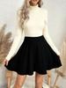 Women's Faux Suede Skirt Casual Irregular Hem Mini Skirt Solid Color Flared Skirt