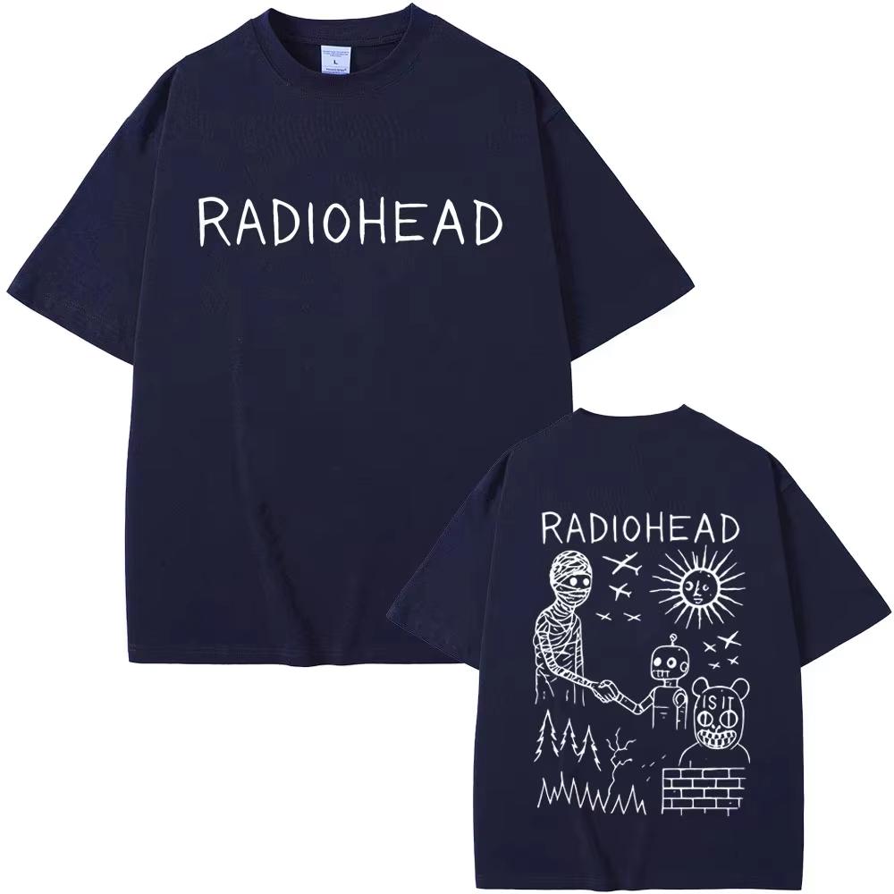 Rock Band Radiohead 2026 Tour Tshirt Men Women Fashion Cartoon Streetwear Male Casual Vintage Pure Cotton T Shirt Fans Gift