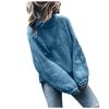 Fashion Women Solid Color Round Neck Sweater Long Sleeve Pullover Sweater Casual Tops
