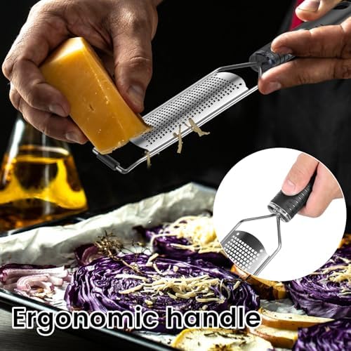 8-Piece Stainless Steel Kitchen Grater Set with Non-Slip Handle, Multi-Function for Vegetables, Cheese, Lemon Zester and Shredder