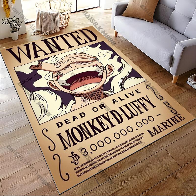 One Piece Luffy Bounty Poster Rug, Suitable for Living Room, Bedroom, and Sofa Decoration, and Can Also Be Used As a Non-slip Play Mat for Children.