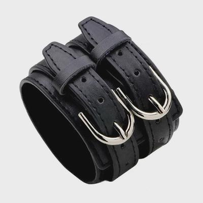 Europäisches und amerikanisches Punk-Lederarmband mit zwei Reihen