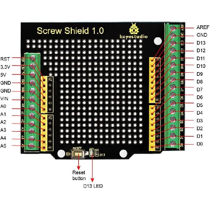 KEYESTUDIO Proto Screw Shield for Arduino R3, Proto Shield Terminal Prototype Expansion Board for Arduino Un0 R3