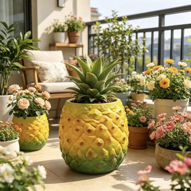 Harz-Ananas-Blumentopf mit Fruchttextur, Tischpflanzer für Mini-Grünpflanzen, Stifteaufbewahrung, Regaldekoration, Tischdekoration und Fensterbank-Akzent